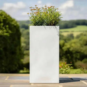 100cm Zinc Galvanised Matte White Tall Square Planter